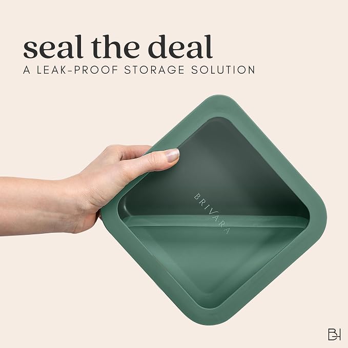 Glass Food Storage Container with Lid, 5-Cup Medium Square | Microwave-Safe Airtight Lid, Oven-Safe Ceramic-Coated Glass | Zero Plastic, No PFAS/PFOA/BPA, Reusable [Pine]