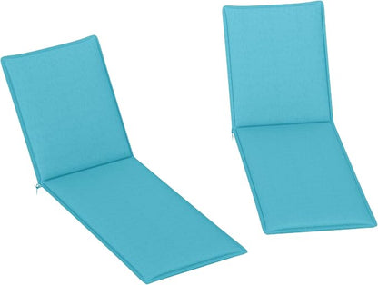 Outsunny Outdoor Lounge Chair Cushion Set of 2, UPF50+ 200gsm Fabric and 25D High-Density Foam, Foldable Patio Chaise Lounge Cushion Set, Fade Resistant for Lawn Pool, 76" x 23", Light Blue