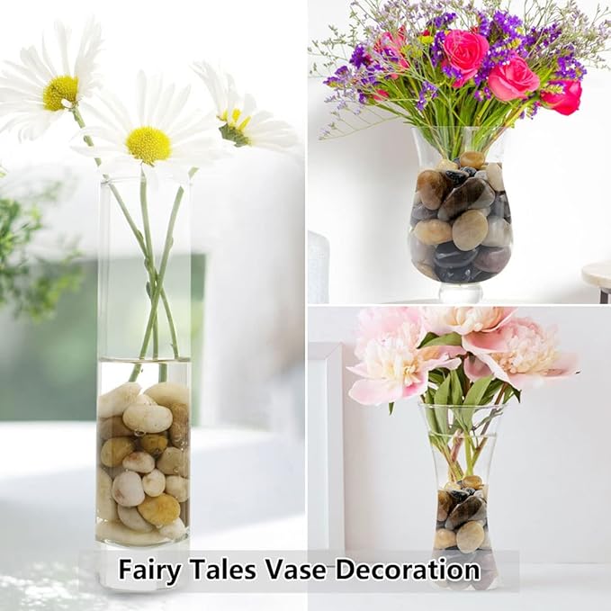 YISZM 40lbs White River Rocks for Garden Landscaping, 1-2 Inch Natural Pebbles for Indoor Plants, High Polished Decorative Stones Outdoor and Indoor DIY Vase Filler Fish Tank Aquariums