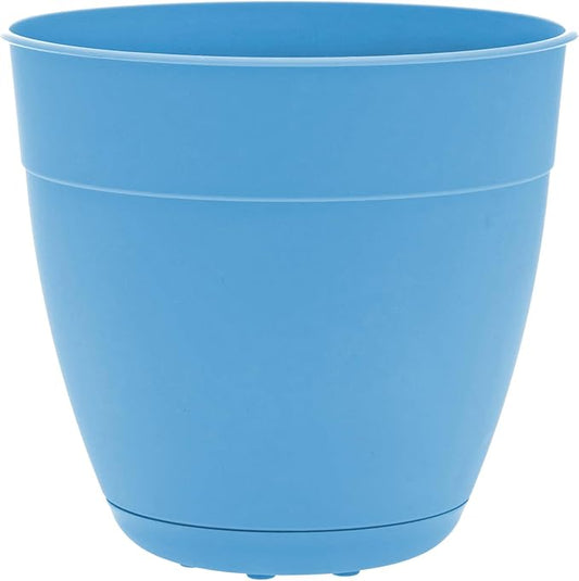 Bloem Dayton 8" Ocean Blue Recyled Plastic Planter Pot with Drainage Holes and Removable Saucer for Indoor and Outdoor Gardening
