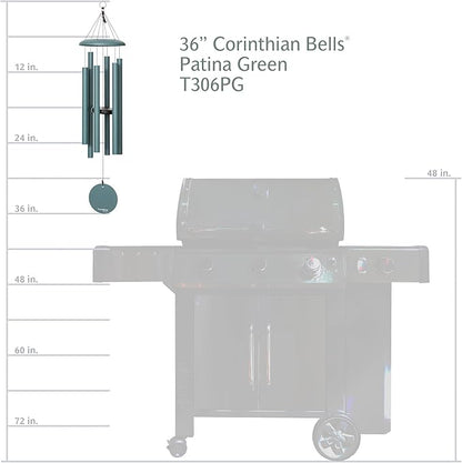 Corinthian Bells by Wind River - 36 inch Patina Green Wind Chime for Patio, Backyard, Garden, and Outdoor Decor (Aluminum Chime) Made in The USA