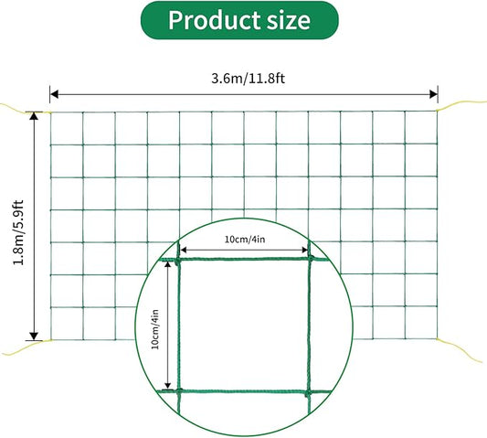 KINGLAKE GARDEN Trellis Netting for Climbing Plants 6 Ft x 12 Ft Green Garden Plant Netting Heavy-Duty Plastic Plant Trellis Netting for Tomato, Cucumber, Plants, Fruits, Flowers