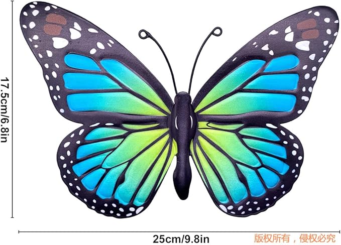 Metal Butterfly Wall Art Outdoor Decor - 4 Pack 9.8in Butterflies Wall Sculpture Hanging Decor for Outdoor and Indoor, Balcony Yard Patio Fence Garden Decorations, Nice Gift for Mom Friend