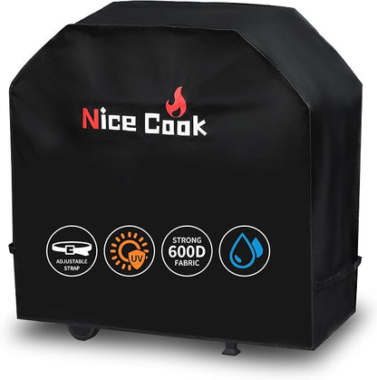 Gas Grill BBQ Covers for Outside Waterproof Weather - 600D Flat Top Grill Cover for Outdoor Grill with Adjustable Straps UV for Family and Friends Outing, 48 Inch