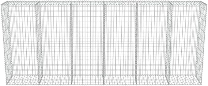Galvanized Steel Gabion Wall with Covers, Gabion Mesh Wire Wall Panel Galvanized Steel Garden Stone Wire Basket Fencing Patio Decorative Fence, 118"x19.7"x59",-191