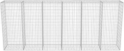 Galvanized Steel Gabion Wall with Covers, Gabion Mesh Wire Wall Panel Galvanized Steel Garden Stone Wire Basket Fencing Patio Decorative Fence, 118"x19.7"x59",-191