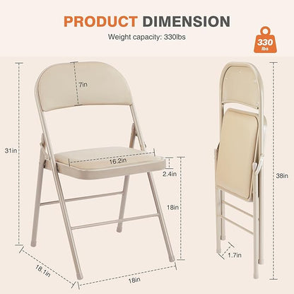 Sweetcrispy Folding Chair 10 Pack, Leather Padded Folding Chairs, Sturdy Metal Foldable Chairs, Easy to Use and Store, Outdoor and Indoor, for Home, Office, Party, Comfy
