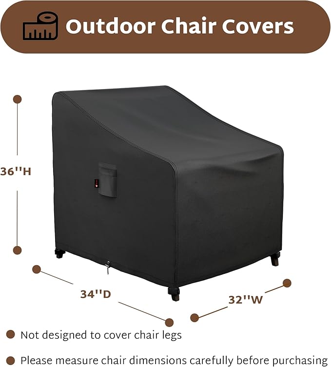 iBirdie Waterproof Outdoor Chair Covers 32 x 34 x 36 inch 2 Pack Patio Furniture Covers