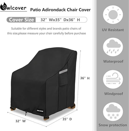 Outdoor Chair Covers 32" W x 35" D x 36" H,600D Heavy Duty Waterproof Patio Chair Cover,Outdoor Furniture Covers for Lawn/Garden Chiar,Black