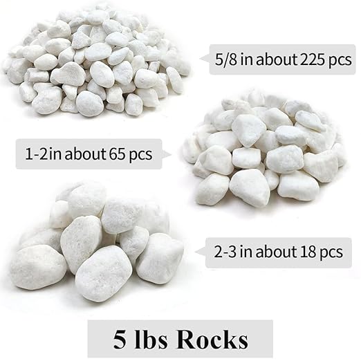 YISZM 20lb White River Rocks for Landscaping, 1-2 Inch Natural Pebbles for Indoor Plants, Snow White Decorative Stones, Ideal for Fish Tank, Vases, Crafting, Home Decor and Garden Rocks