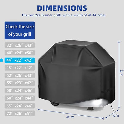 Perfect Grill Cover for Outdoor Grills Waterproof Rip-Proof Weather Resistant for Reliable Protection Griddle Cover Easy to Clean Adjustable Hem Drawstring Fade Resistant (Brown, 44)