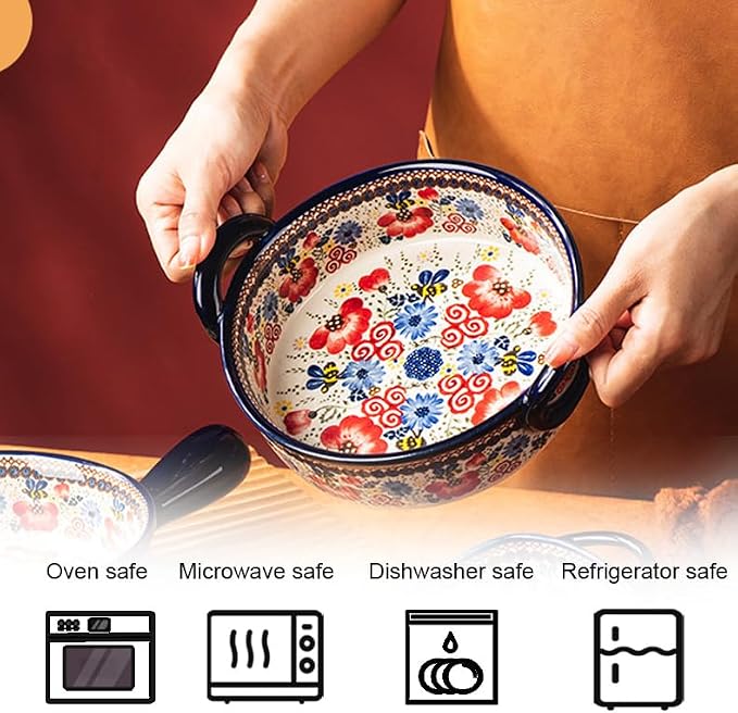 Baking Dishes For Oven, 1 Quart Round Casserole Dishes For Oven-bee and flower-round 950ml