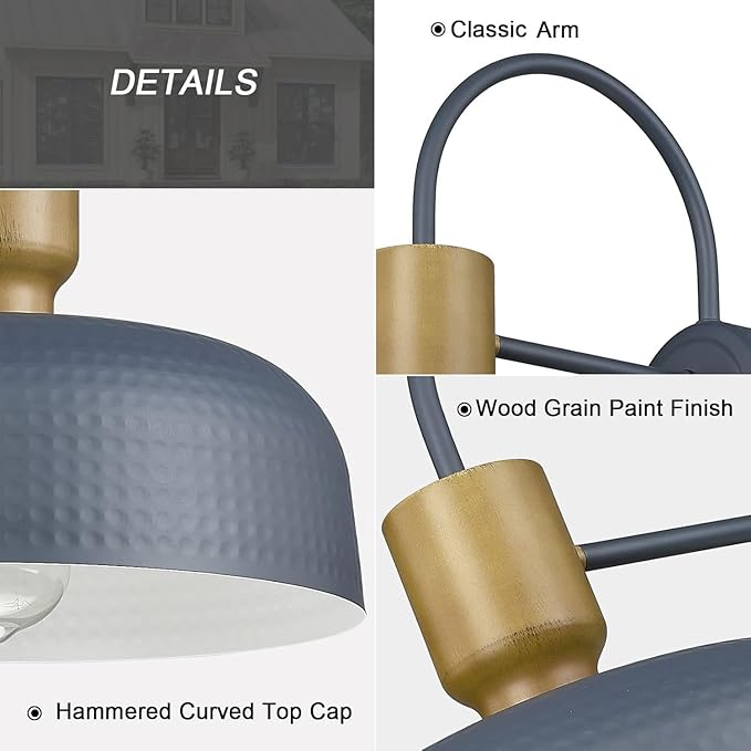 Outdoor Barn Light Hammered Barn Light, Farmhouse Exterior Wall Mount Light Vintage Wall Lighting Fixture Industrial Sconce Lantern for Porch, Entryway, Garage, Blue, 2 Pack