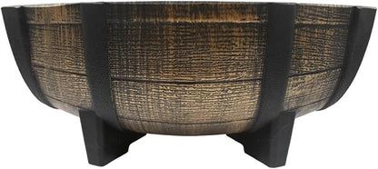 The HC Companies Whiskey Barrel Planter Bowl - Faux Wooden Finish Flower Planter Pot - Decorative Garden Pots - Indoor & Outdoor Resin Planters - Weather-Resistant Planting Pots (16" Golden Oak)