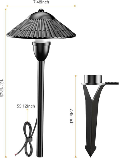 ZUCKEO Low Voltage Landscape Lights 5W Aluminum Pathway Lights,12V-24V Outdoor Landscape Lighting, 3000K Wired Path Light for Yard Garden Walkway, IP66 Waterproof, 12Pack with Connector