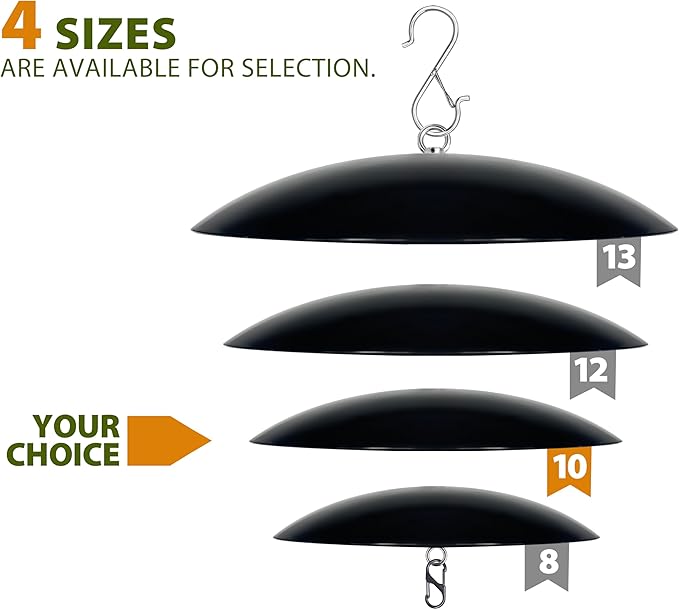 10" Mini Bird Feeder Rain Guard, Hummingbird Feeder Shade Dome Cover, for Small Feeders, Works with Ant Guards (Black), 2 Pack