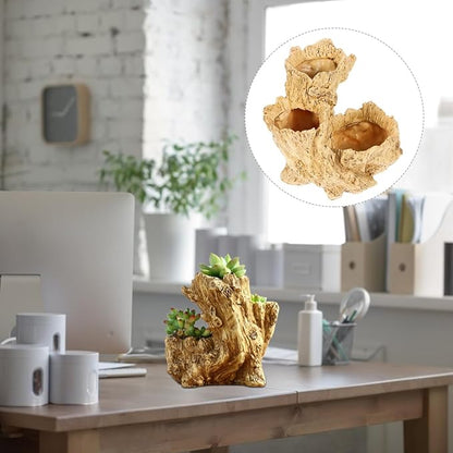 Yardwe Desktop Plant Container Resin Imitation Tree Root Flower Pot for Home Office Dec