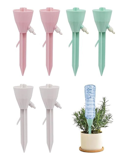 MYMULIKE 6 Pack Self Watering Planter Drip, Automatic Drip Irrigation Stakes with Adjustable Valve, Adjustable Water Flow System, Self Watering Planter Insert Devices for Indoor and Outdoor Plants