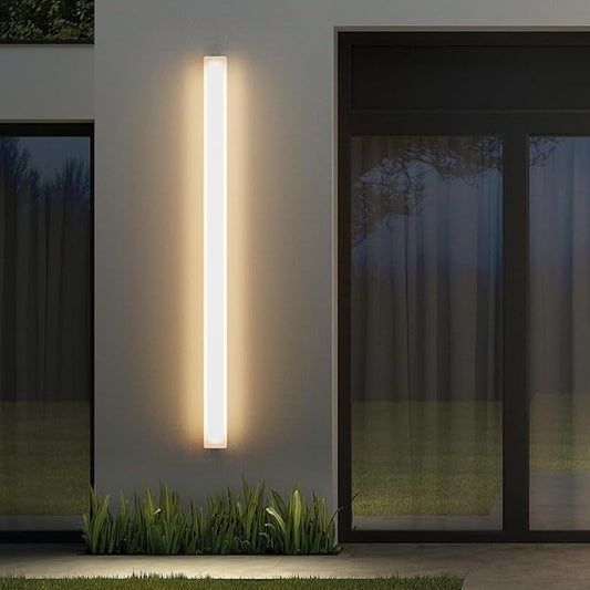 59In Long Outdoor LED Wall Light,Modern Outdoor Wall Light IP65 Waterproof 3000K for Courtyard(White)