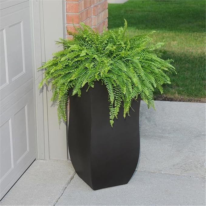 Pemberly Row Polyethylene Resin 30" Tall Planter in Espresso