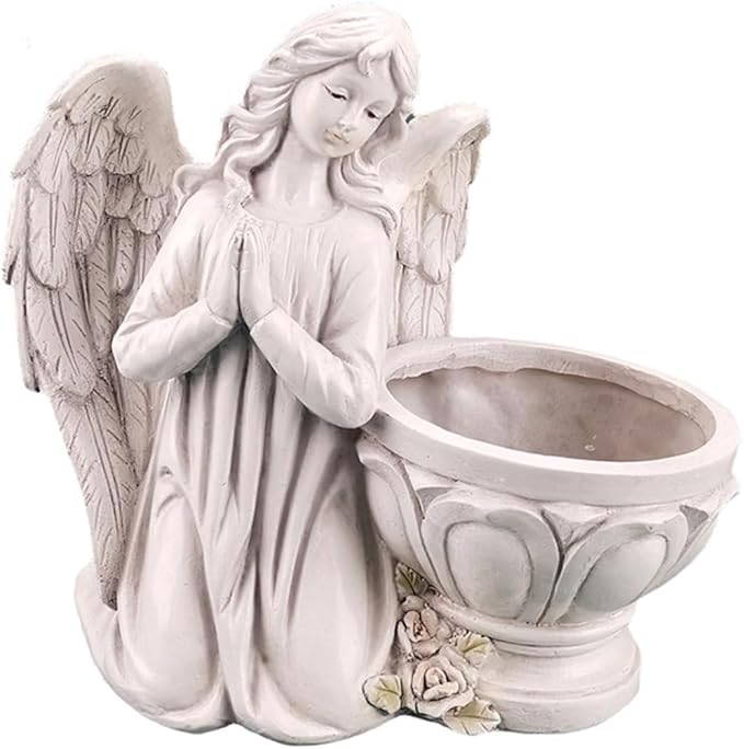 Unomor 1Pc Resin Angel Flowerpot Home Decor Chic Succulent Planter Figurine and Stable Decorative Supply for Indoor and Outdoor Unique Angel Design for Planting and Garden