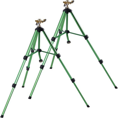 VEVOR Impact Sprinkler on Tripod Base, 2 Packs, Heavy Duty Tripod Sprinklers with Brass Head & 3/4" NH Connector, 360 Degree Large Area Irrigation Sprinkler, Adjustable Heights Sprinkler for Yard