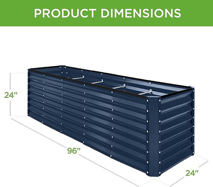 Best Choice Products 8x2x2ft Raised Outdoor Metal Garden Bed, Rectangular Planter Box for Herbs, Flowers, and Deep Root Vegetables w/ 240 Gallon Capacity - Navy