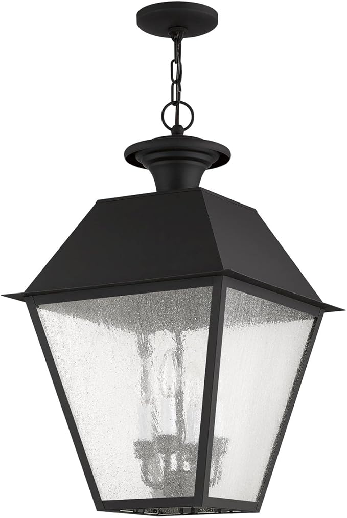 Livex Lighting 2174-04 Mansfield 4-Light Outdoor Hanging Lantern, Black