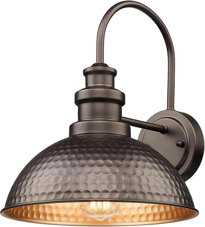 Outdoor Farmhouse Barn Lights, Anti-Rust Outdoor Wall Sconce, Exterior Wall Lights, Front Door Mounted Lighting Fixture,Vintage Outside Lighting for Porch,Garage,Patio (Oil-Rubbed Bronze, 1 Pack)