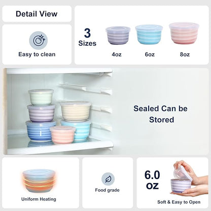 Selamica Ramekins with Lids, 6 oz Ramekins Oven Safe for Creme Brulee, Souffle, Porcelain Custard Cups for Baking, Stackable Ramekin Bowls for Pudding, Dipping, Set of 6, Gradient Color