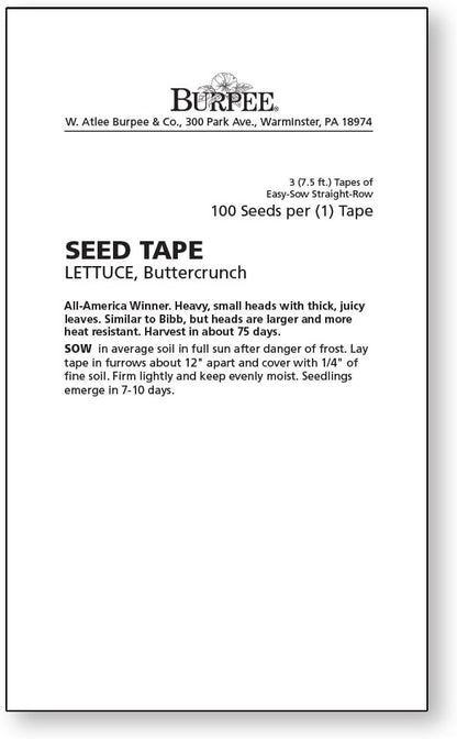 Burpee Buttercrunch Lettuce Seed Tape 100 per tape