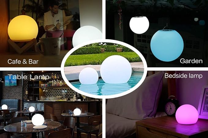 YESIE 8-Inch Floating Pool Light, Rechargeable LED Ball Light, Remote Control, Hot tub Accessories,Bathtub Lamp,16 RGB Colors Outdoor Patio Orb Home Decoration