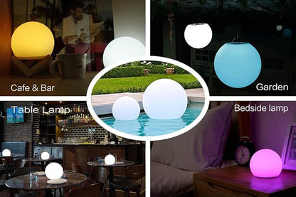 YESIE 8-Inch Floating Pool Light, Rechargeable LED Ball Light, Remote Control, Hot tub Accessories,Bathtub Lamp,16 RGB Colors Outdoor Patio Orb Home Decoration