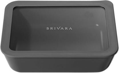 Glass Food Storage Container with Lid, 6-Cup Medium Rectangle | Microwave-Safe Airtight Lid, Oven-Safe Ceramic-Coated Glass | Zero Plastic, No PFAS/PFOA/BPA, Reusable [Onyx]