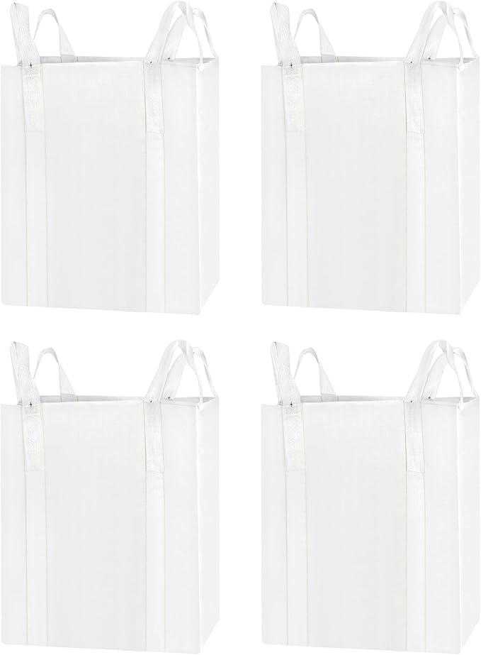 QWORK FIBC Bulk Bag, 4 Pack Sandbags 1 Ton Industrial Grade Bag Holds 2200 LBS, Woven Polypropylene Bags 35" x 35" x 43"