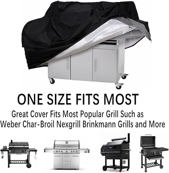 Grill Cover, Waterproof BBQ Grill Cover, 58 inch Rip-Proof and Anti-UV Barbecue Gas Grill Cover Compatible for Weber Char-Broil Nexgrill Grills and More