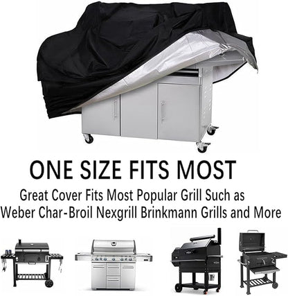 Grill Cover, Waterproof BBQ Grill Cover, 58 inch Rip-Proof and Anti-UV Barbecue Gas Grill Cover Compatible for Weber Char-Broil Nexgrill Grills and More