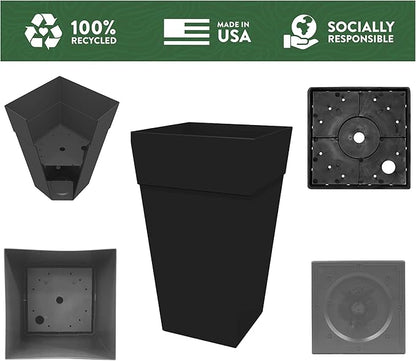 Bloem Finley Tall Tapered Square Planter 25" Black
