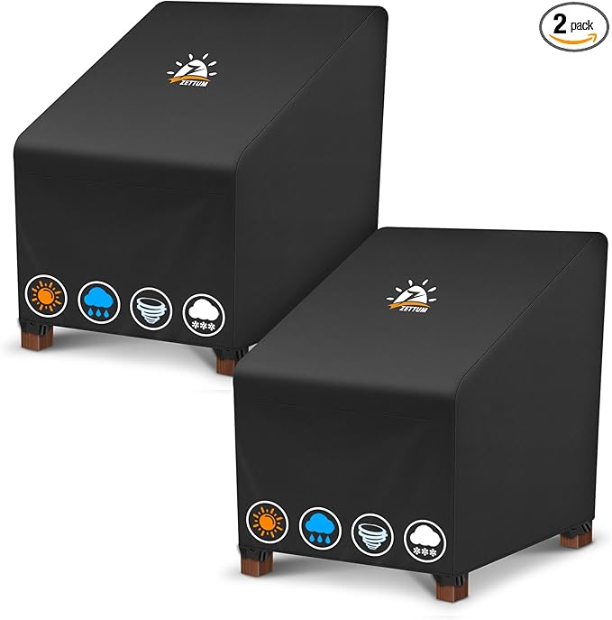 Zettum Patio Chair Covers 2 Pack - 600D Outdoor Chair Cover Waterproof & Heavy Duty, Lawn Lounge Furniture Cover for Wicker, Swivel, Rocking, Single Sofa - 35 x 38 x 31 Inch