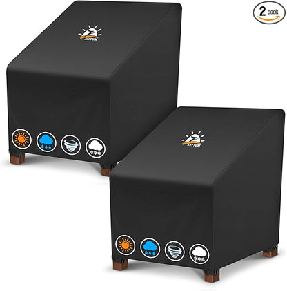 Zettum Patio Chair Covers 2 Pack - 600D Outdoor Chair Cover Waterproof & Heavy Duty, Lawn Lounge Furniture Cover for Wicker, Swivel, Rocking, Single Sofa - 35 x 38 x 31 Inch