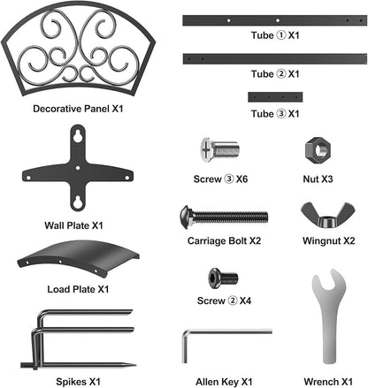 GOFORWILD Garden Hose Holder, Decorative Durable Hose Hanger, Holds 125-Feet of 5/8-Inch Hose, Made of Gauge Steel, Free-Standing Design for Outside Yard Lawn, Black