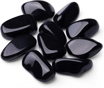 QINJIEJIE Black Obsidian Crystals Polished Stones Bulk 0.6-1" Natural Stone Tumbled Reiki Healing Crystal for Succulents Plants Vase Filler Decoration Bulk 0.45 LBS