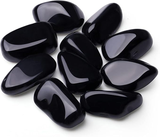 QINJIEJIE Black Obsidian Crystals Polished Stones Bulk 0.6-1" Natural Stone Tumbled Reiki Healing Crystal for Succulents Plants Vase Filler Decoration Bulk 0.45 LBS