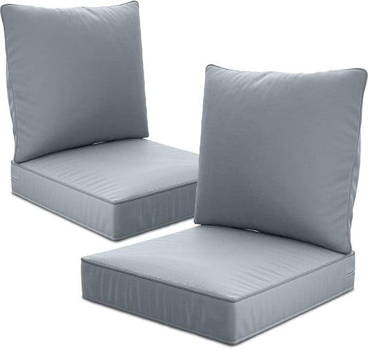 24" x 24" x 6" Outdoor Deep Seat Cushions Set - 2 Set Waterproof & Fade Resistant Patio Furniture Replacement Cushions, Non-Slip Outdoor Cushions Fit Loveseats, Couches, Chairs, and Sofas.