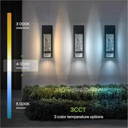 ASD LED 13" Bubble Glass Wall Light Fixture, Outdoor Dusk to Dawn Sconce | 3CCT, Waterproof, Photocell, ETL Listed | 12W 500LM 3000-5000K 120V | Exterior Lantern, Porch Lighting | Black, 4 Pack