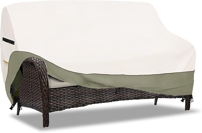 3-Seater Patio Sofa Cover,79 W x 38 D x 35 H Inches Outdoor Couch Cover,600D Heavy Duty Waterproof Outdoor Sofa Covers,Patio Furniture Covers,Beige