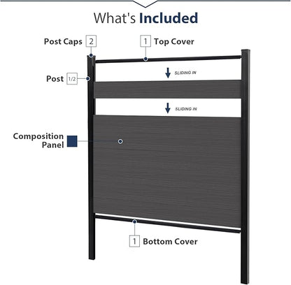 6ft W x 6ft H Outdoor Privacy Fence with Underground Sturdy Alloy Post, Tall Wind Resistant Fence Covering Privacy for Yard Backyard Garden and Swimming Pool(1 Post)
