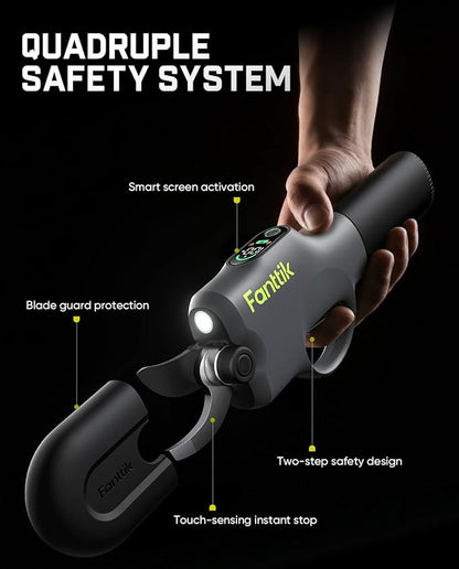 Fanttik Y10 Pro Cordless Electric Pruning Shears with Brushless Motor, LED Display, 4-Level Safety System, USB-C Fast Charging, SK5 Steel Blade for Branch Trimming