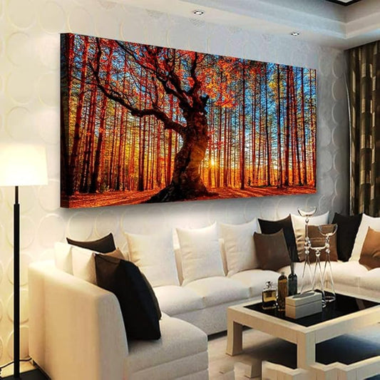 Tree of Life Wall Art Canvas Prints Natural Landscape Pictures Home Decor Colorful Forest Paintings for Living Room Bathroom Bedroom Kitchen Decorations 28x57 Inches Wooden Framed Artwork Easy Hanging