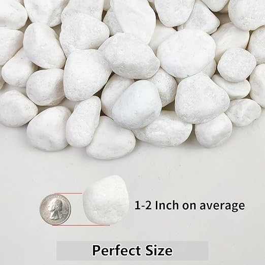 YISZM 20lb White River Rocks for Landscaping, 1-2 Inch Natural Pebbles for Indoor Plants, Snow White Decorative Stones, Ideal for Fish Tank, Vases, Crafting, Home Decor and Garden Rocks